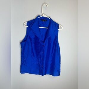 Sleeveless button down blouse, 12 Jones NY new blue